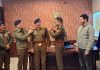 SSP Kathua Shobhit Saxena pinning ranks to the newly promoted DySPs at DPO Kathua on Tuesday.