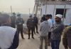 DIG JSK Range Shiv Kumar Sharma reviewing security of an under-construction toll plaza at Sardaray Chak in Jammu on Saturday.