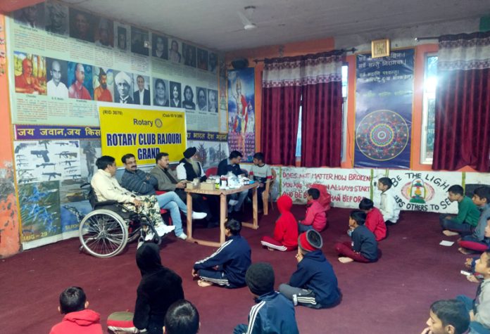 Students being examined during free medical camp by Rotary Club.