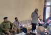 MLA Jammu North Sham Lal Sharma addressing meeting at Bhalwal on Saturday.