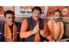 Manish Sahni, president Shiv Sena J&K addressing a press conference at Jammu on Wednesday. -Excelsior/Rakesh