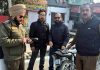 A team of RTO Jammu checking vehicles on Tuesday.