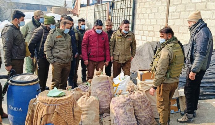 Narcotics kept for destruction through incineration in Sopore. Narcotics kept for destruction through incineration in Sopore.