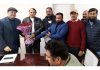 A delegation of Animal Husbandry Deptt submitting memorandum to Agri and AH Minister Javed Dar in Jammu.