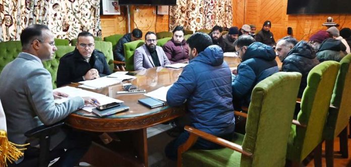 DC Shopian Mohd Shahid Saleem Dar chairing a meeting on Saturday.
