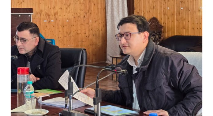 DDC Minga Sherpa during a review meeting on Thursday.