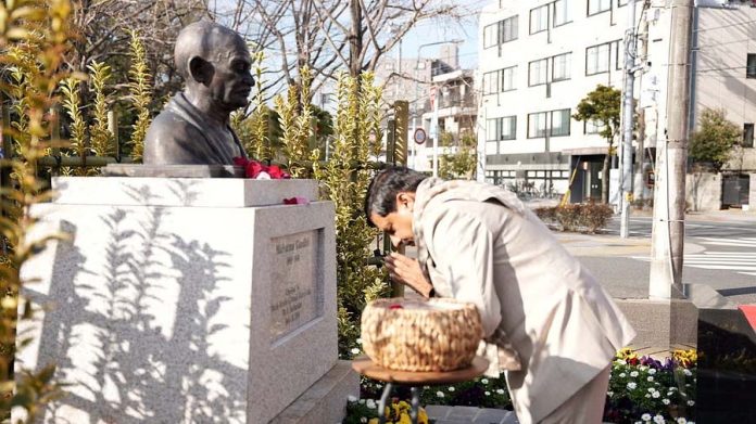 MP CM Mohan Yadav pays floral tribute to  Gandhi statue in Japan; commends India-Japan's dated ties