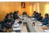 Advisor UT Ladakh, Dr Pawan Kotwal, chairing a meeting of officers in Leh on Wednesday.