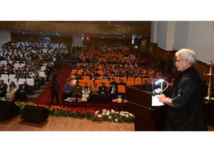 LG addressing National Voters’ Day celebration function at Jammu on Saturday. LG addressing National Voters’ Day celebration function at Jammu on Saturday.