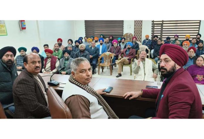 Sat Sharma and other BJP leaders during a meeting of Minority Morcha at party headquarters.