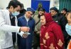 Minister Sakina Itoo along with officers reviewing medical facilities in a hospital at Rainawari.