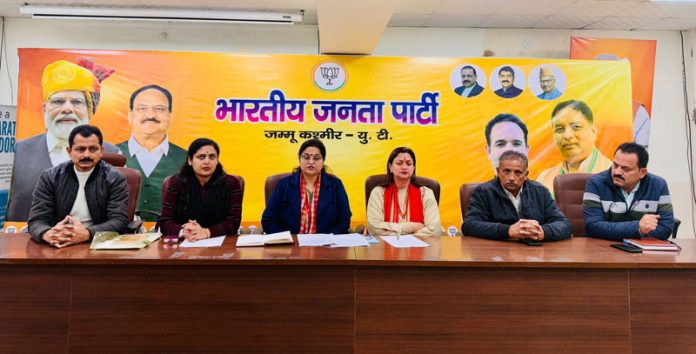 BJP leaders during a meeting at Jammu on Monday. BJP leaders during a meeting at Jammu on Monday.