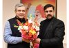 Minister Satish Sharma meeting Union Minister Ashwini Vaishnav.