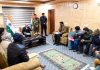 LG BD Mishra interacting with various delegations in Kargil on Friday.