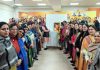 BJP leaders paying tribute to Savitribai Phule at party office Trikuta Nagar on Friday.