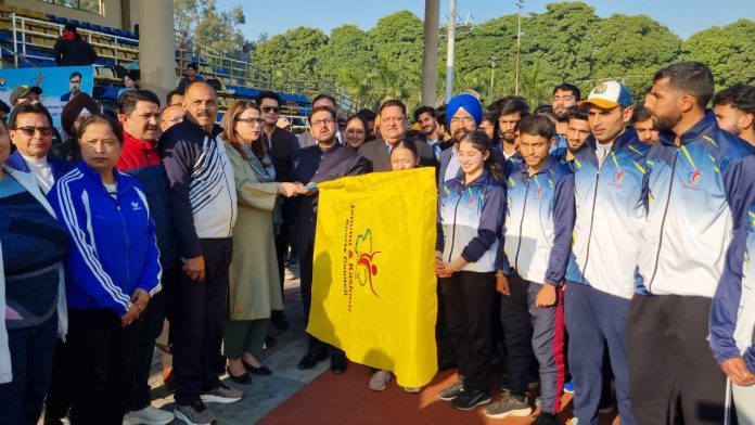 Satish Sharma flags off J&K Contingent for 38th National Games