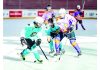Ice Hockey players in action during a match at Leh on Friday.