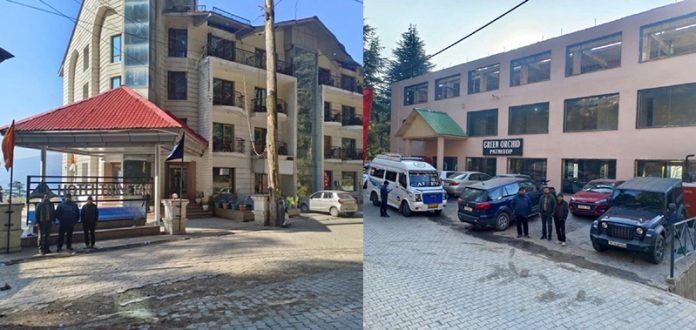 Hotel Trinetra Resorts and Hotel Green Orchid attached at Patnitop by the ED on Tuesday. Hotel Trinetra Resorts and Hotel Green Orchid attached at Patnitop by the ED on Tuesday.