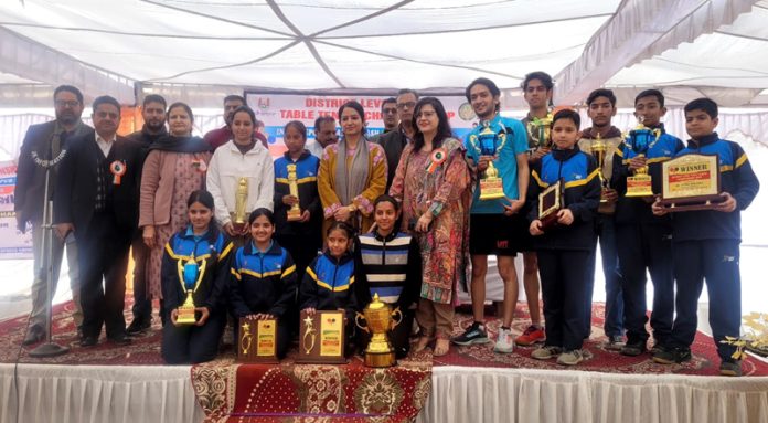 Deputy Commissioner Udhampur, Saloni Rai, posing with winners of District Level Open Table Tennis Championship at Udhampur. Deputy Commissioner Udhampur, Saloni Rai, posing with winners of District Level Open Table Tennis Championship at Udhampur.
