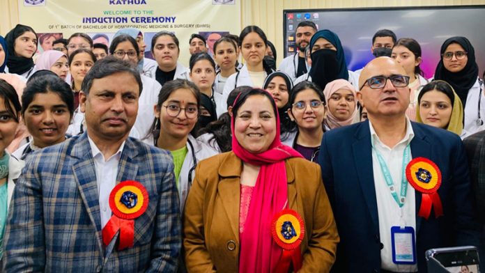 Minister Sakeena Itoo during a function at GMC Kathua on Tuesday.