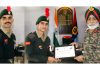 Major General Anupinder Bevli, Additional Director General of NCC Jammu Kashmir and Ladakh Directorate felicitating cadets in Jammu on Friday.