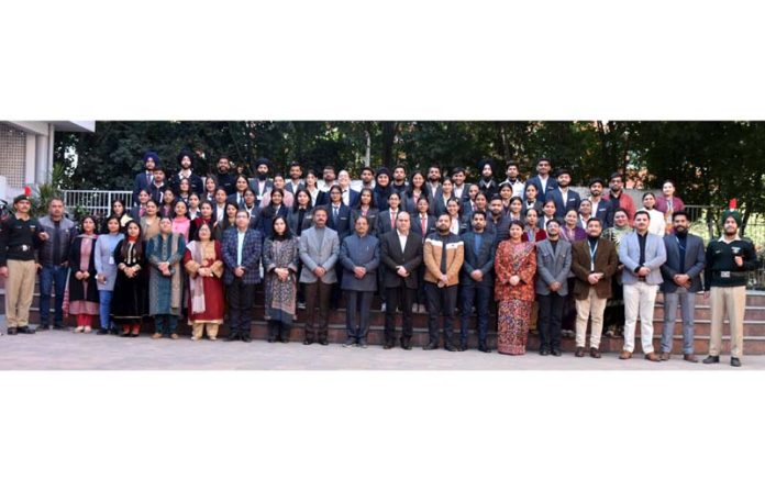 Students and alumni of Dogra Degree College posing with management and faculty of the College.