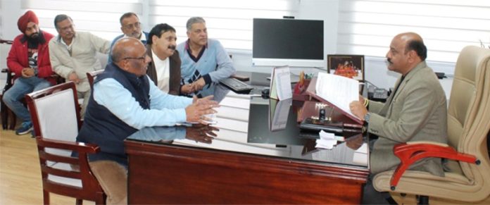 Delegation of AoI during meeting with DyCM in Jammu on Tuesday.