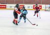 Women Ice Hockey players in action during a match at Leh on Wednesday.