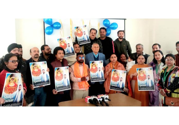 Dignitaries releasing poster of a devotional song at Jammu on Tuesday. Dignitaries releasing poster of a devotional song at Jammu on Tuesday.