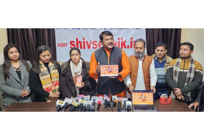 Shiv Sena J&K chief, Manish Sahni addressing a press conference at Jammu on Thursday. -Excelsior/Rakesh Shiv Sena J&K chief, Manish Sahni addressing a press conference at Jammu on Thursday. -Excelsior/Rakesh