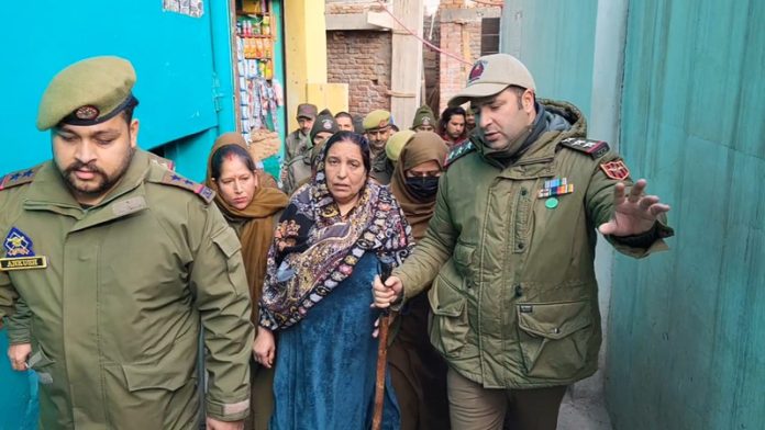 Cops during raid at the house of a drug peddler in Doda on Tuesday. -Excelsior/Tilak Raj