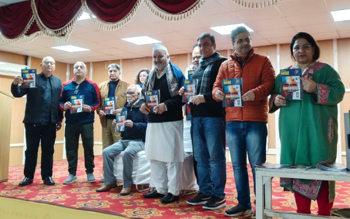 Members of AIKS releasing the special issue of Naad magazine in Jammu on Tuesday.
