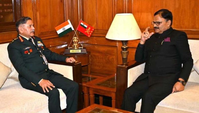 Minister Javed Rana meeting with Army Chief General Upendra Dwivedi at New Delhi on Thursday. Minister Javed Rana meeting with Army Chief General Upendra Dwivedi at New Delhi on Thursday.