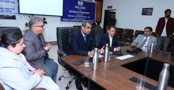 Financial Commissioner Shantamanu and Principal Commissioner of Income Tax Vikram Sahay during an event held at Jammu. Financial Commissioner Shantamanu and Principal Commissioner of Income Tax Vikram Sahay during an event held at Jammu.