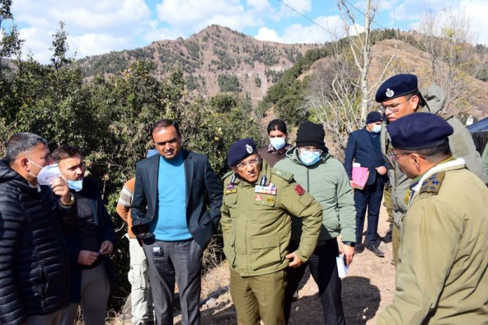 Div Com and ADGP during visit to Badhaal village on Wednesday.