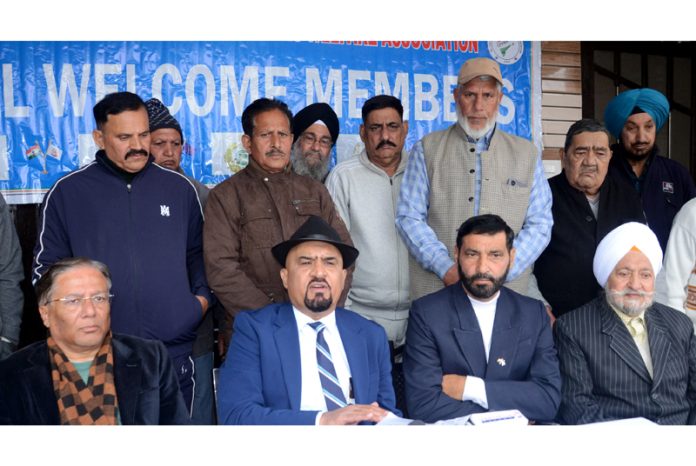 Ex CPFWA members during press conference in Jammu on Monday.