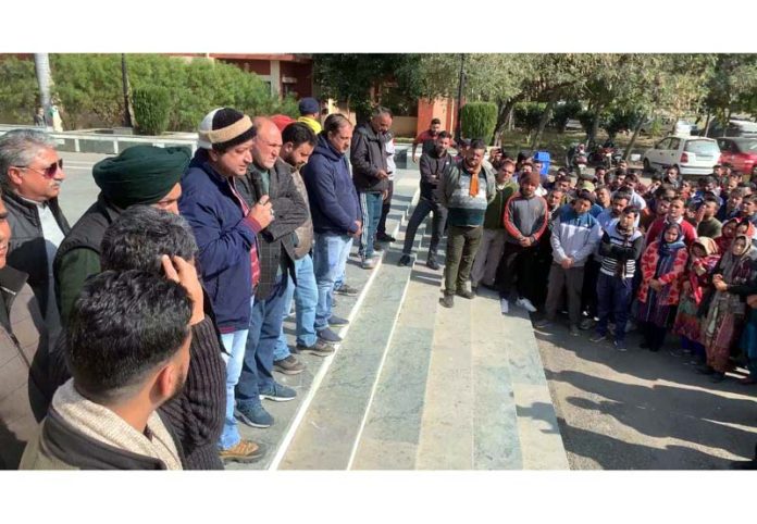 SKUAST-Jammu employees protesting for regular salary and removal of Registrar.