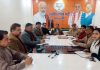 BJP leaders during a meeting at Jammu on Thursday.