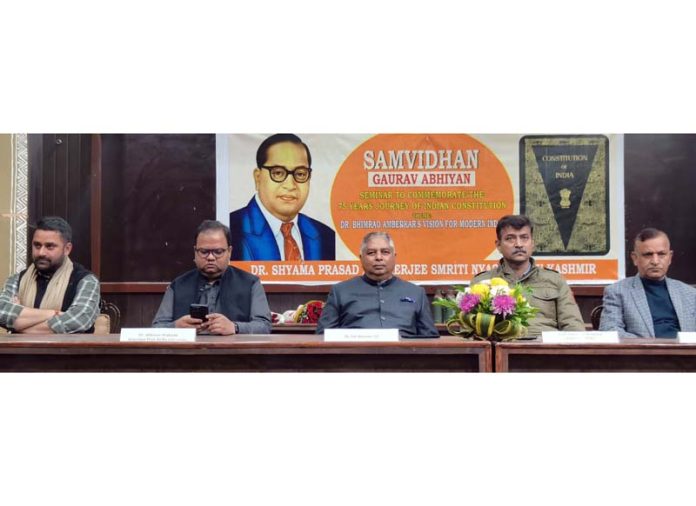 BJP J&K President Sat Sharma during a function organised in Jammu on Wednesday.