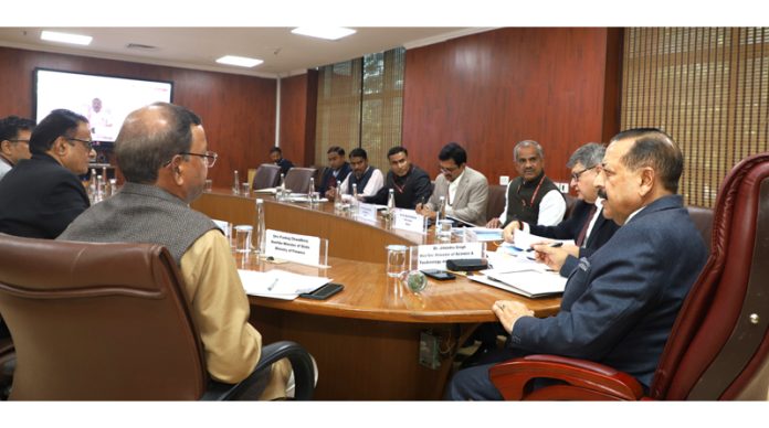 Union Minister Dr. Jitendra Singh chairing the meeting of the Steering Committee on Deep Ocean Mission(DOM) at Prithvi Bhawan, New Delhi on Thursday. Union Minister Dr. Jitendra Singh chairing the meeting of the Steering Committee on Deep Ocean Mission(DOM) at Prithvi Bhawan, New Delhi on Thursday.