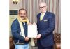 MLA Bahu Ch Vikram Randhawa giving a memorandum to Chief Minister, Omar Abdullah at Jammu on Friday.