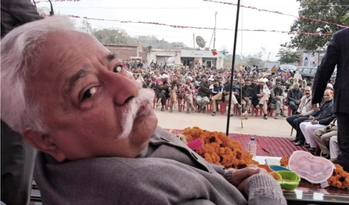 National Conference leader Ajay Sadhotra addressing public meeting in Samba. National Conference leader Ajay Sadhotra addressing public meeting in Samba.