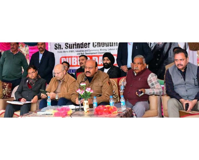 DyCM Surinder Choudhary along with other officers during a public darbar on Wednesday.