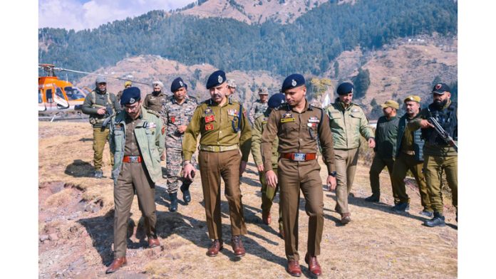 DGP Nalin Prabhat along with other officers during operational review visit.