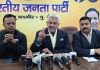 J&K BJP spokespersons talking to media at party headquarters in Jammu on Saturday.