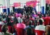 Ajay Kumar Sadhotra addressing a public meeting at Ramnagar on Sunday.