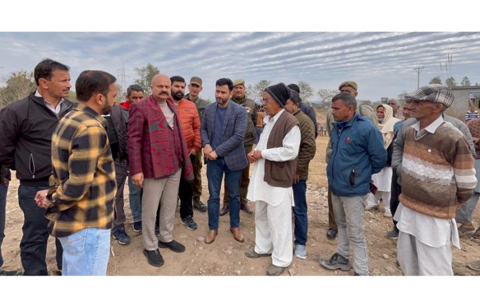 MLA East, Yudhvir Sethi with Revenue officers and locals residents at Bain Bajalta to get encroached land retrieved on Thursday. MLA East, Yudhvir Sethi with Revenue officers and locals residents at Bain Bajalta to get encroached land retrieved on Thursday.