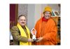 Dr Pawan Kotwal receiving Mahakaruna Award 2025 in Ladakh on Friday.