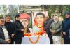 Purushottam Dadhichi along with others, paying tribute to Savitribai Phule in Jammu on Saturday.