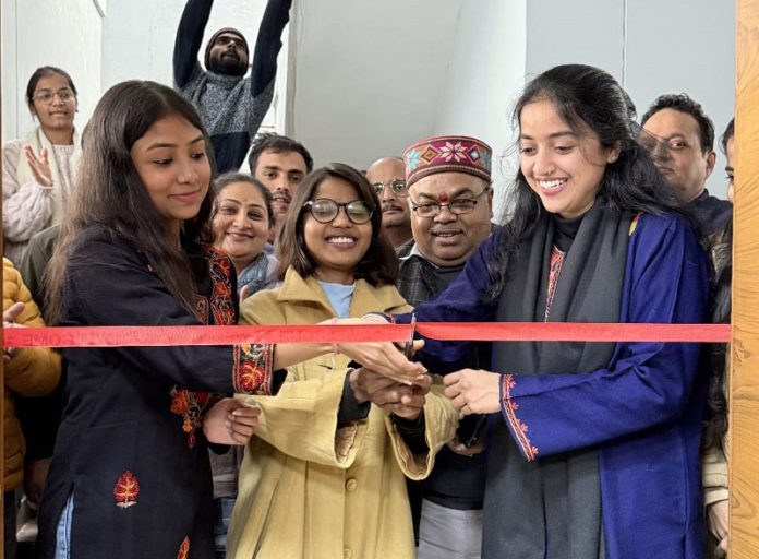 Students inaugurating new TV studio at IIMC in Jammu on Thursday.